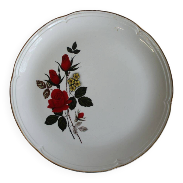 Assiette plate roses rouges Moulin des loups