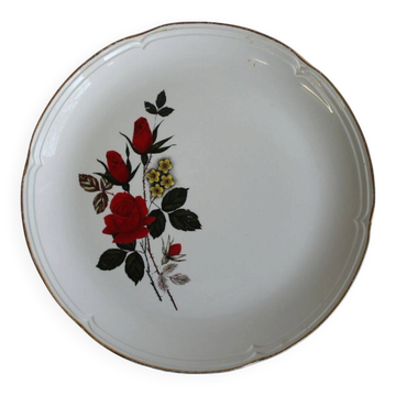 Assiette plate roses rouges Moulin des loups