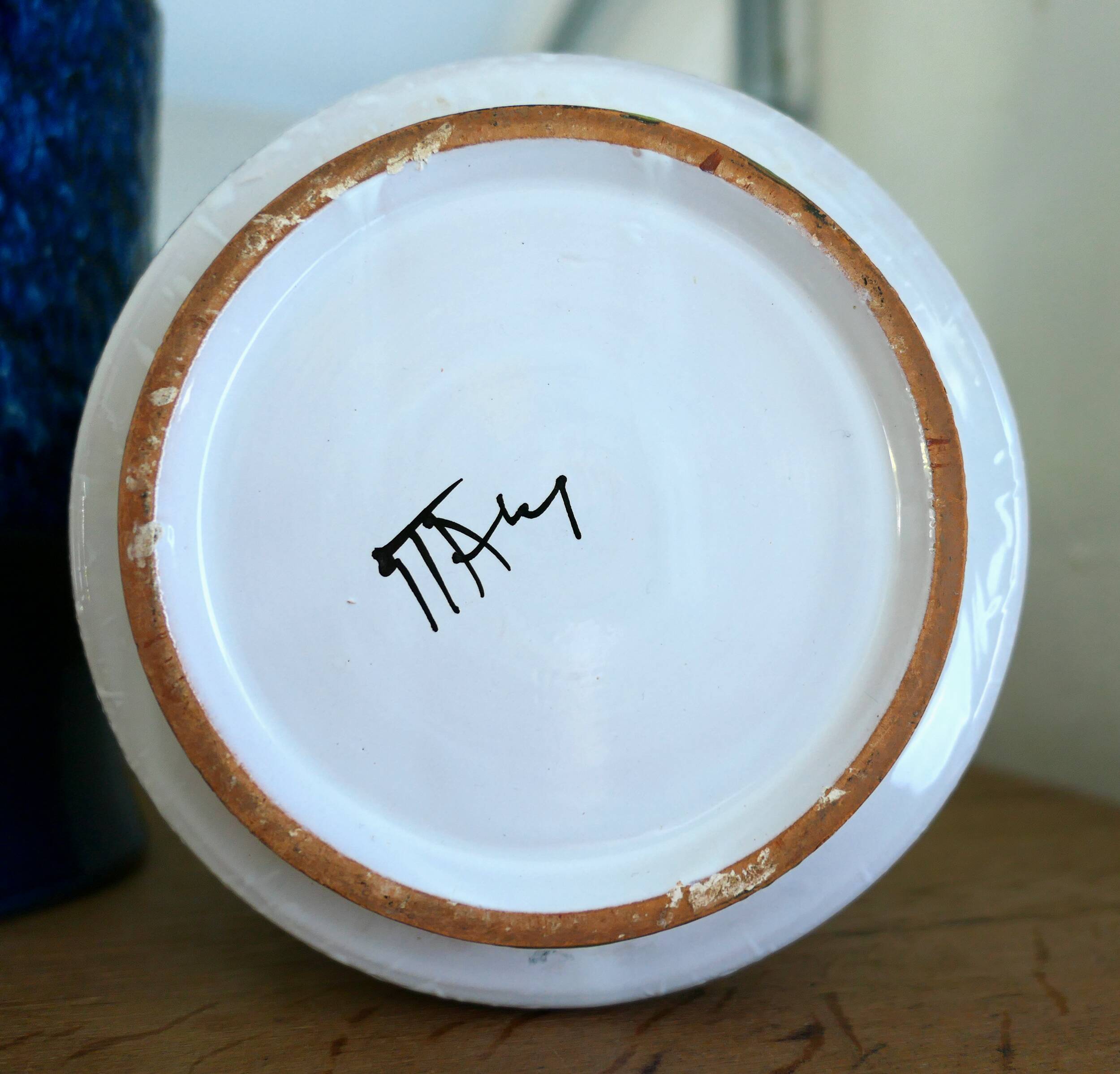 Ceramic flowerpot with floral decoration, 1950-60