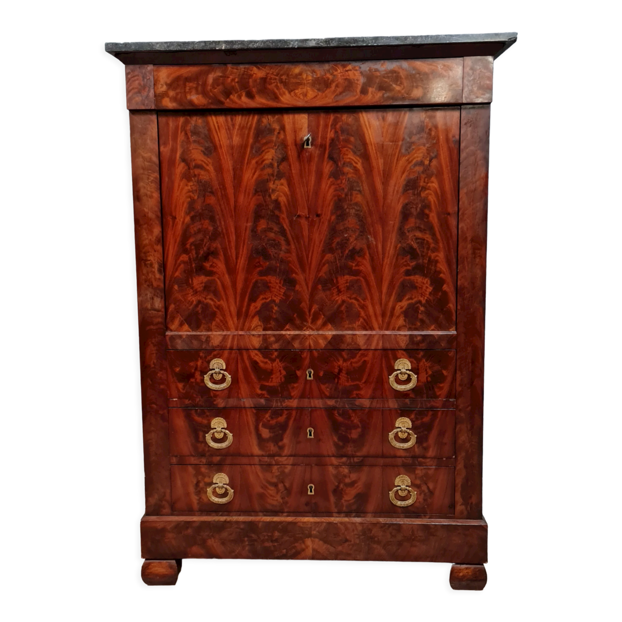 Period secretary Mahogany feather restoration circa 1820-1825