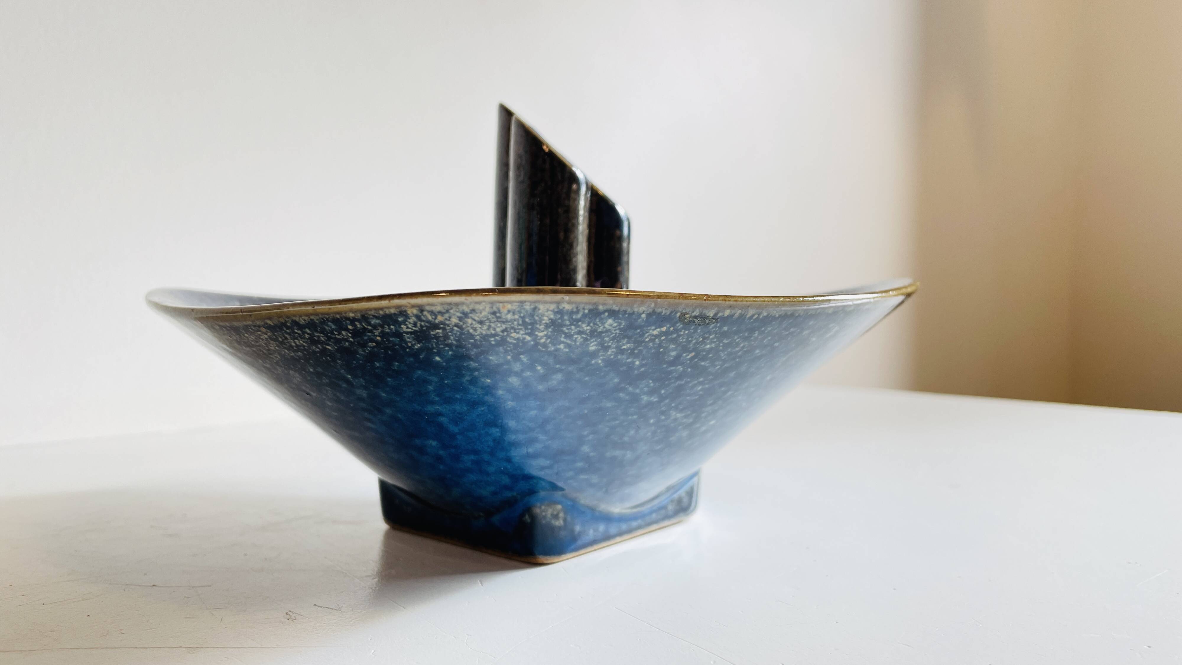 Vase céramique bleue vintage