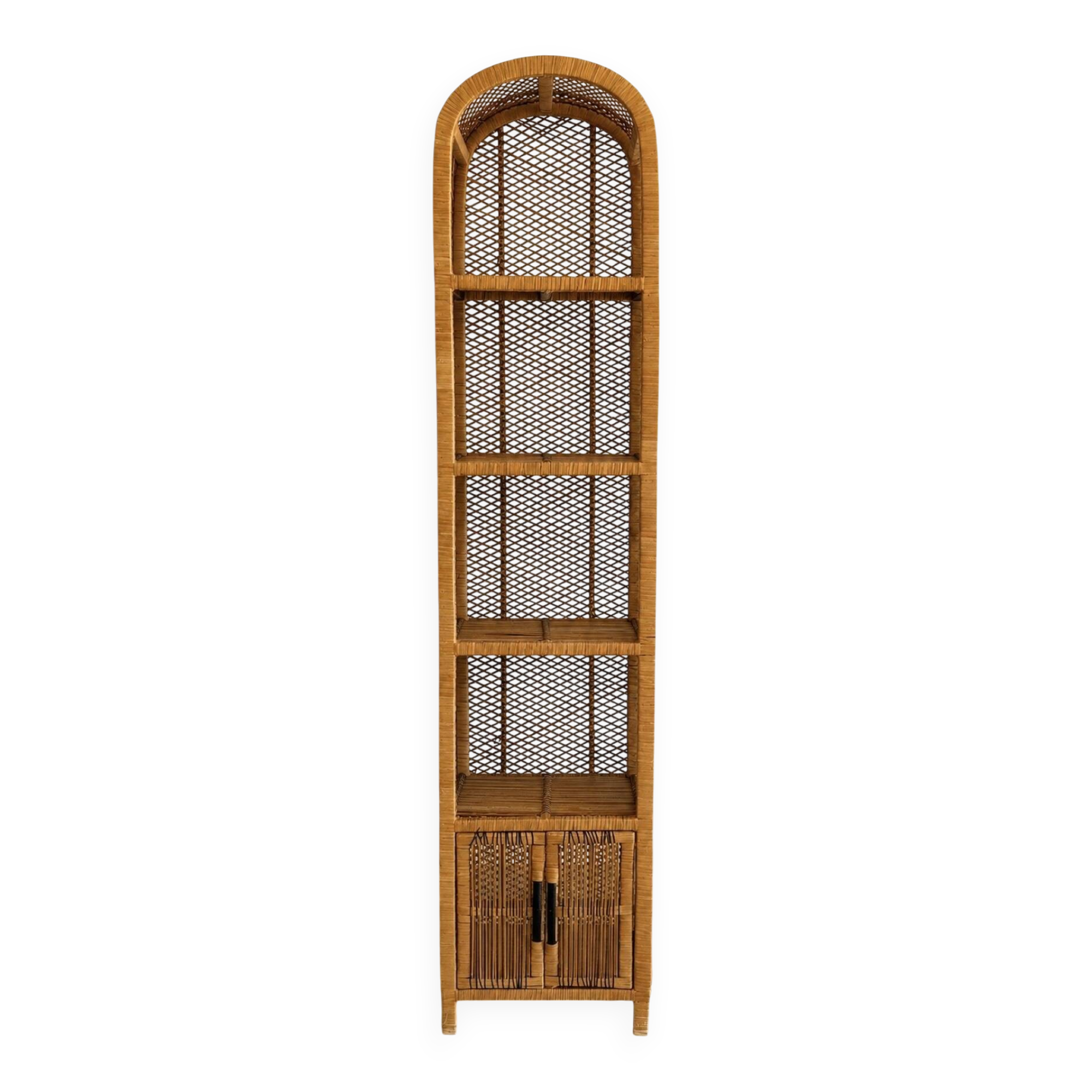 Natural rattan and cane bookshelf – 1970s
