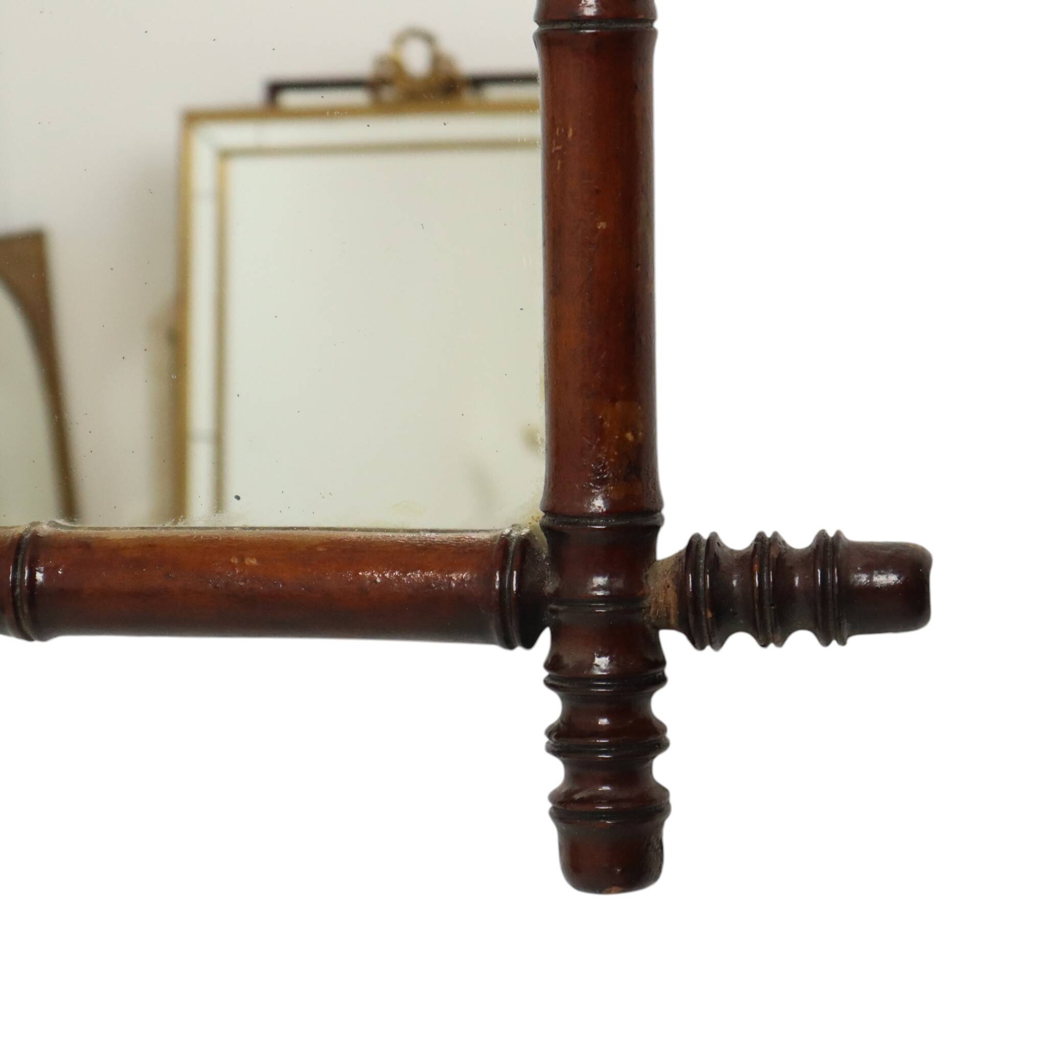 Antique Wooden Faux Bamboo Chinoiserie Mirror 63x52cm