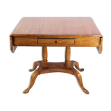 Table Empire antique avec rabats et marqueterie en bois de bouleau des années 1840
