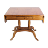 Antique Empire Table with Flaps and Marquetry in Birch Wood from 1840s