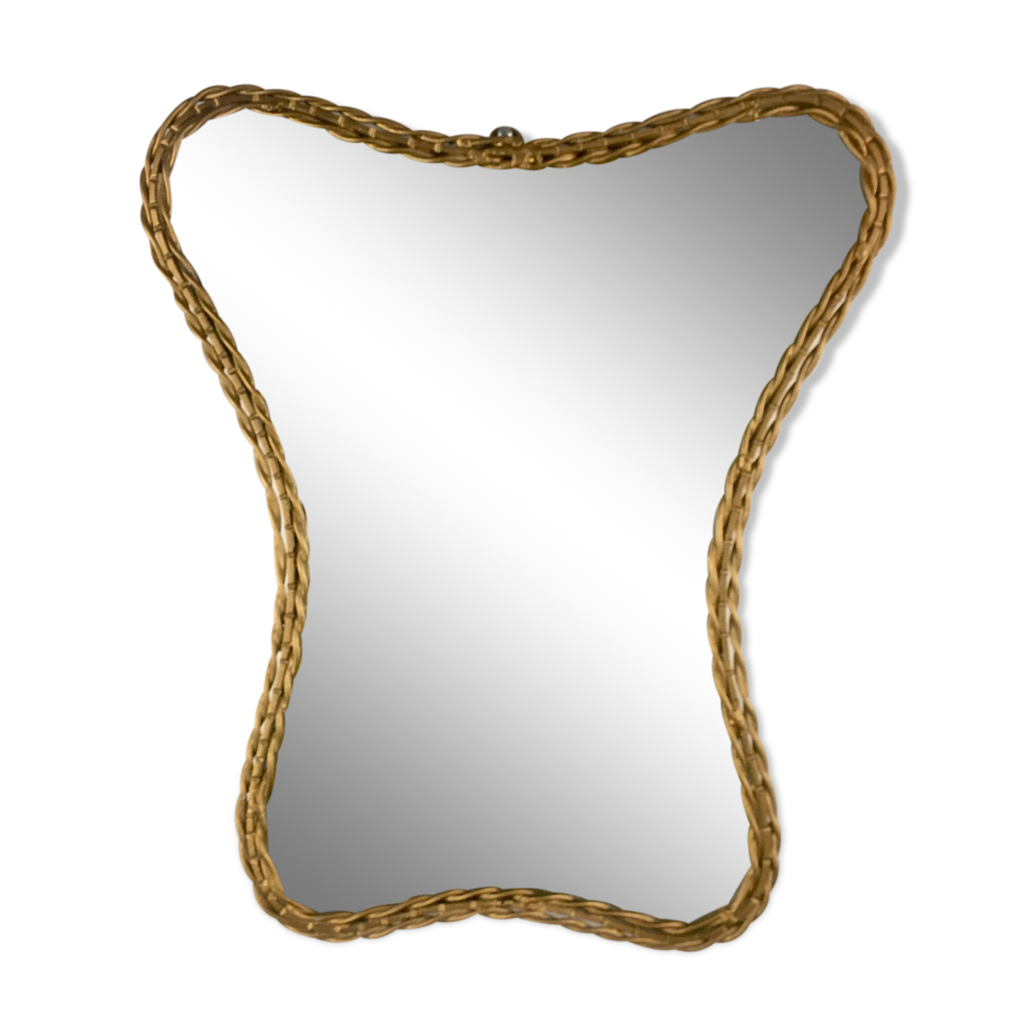 Asymmetrical brass mirror 1960-70 Polish design