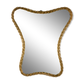 Asymmetrical brass mirror 1960-70 Polish design