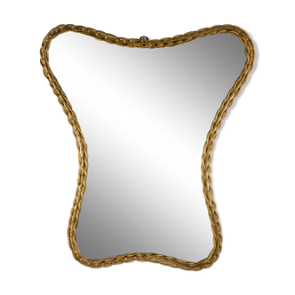 Asymmetrical brass mirror 1960-70 Polish design