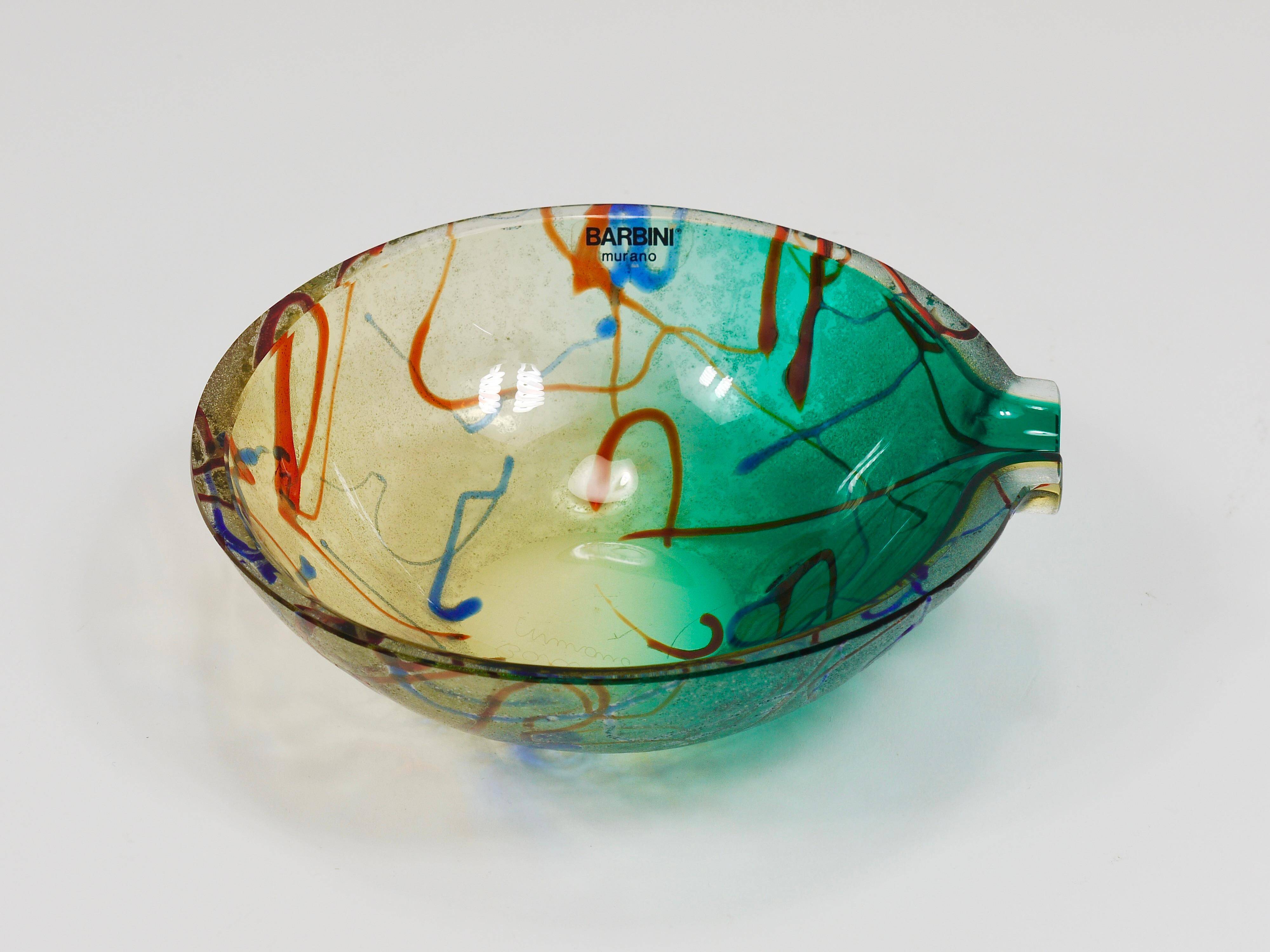 Art glass bowl or ashtray Murano signed Alfredo Barbini, Italy, 1970s.