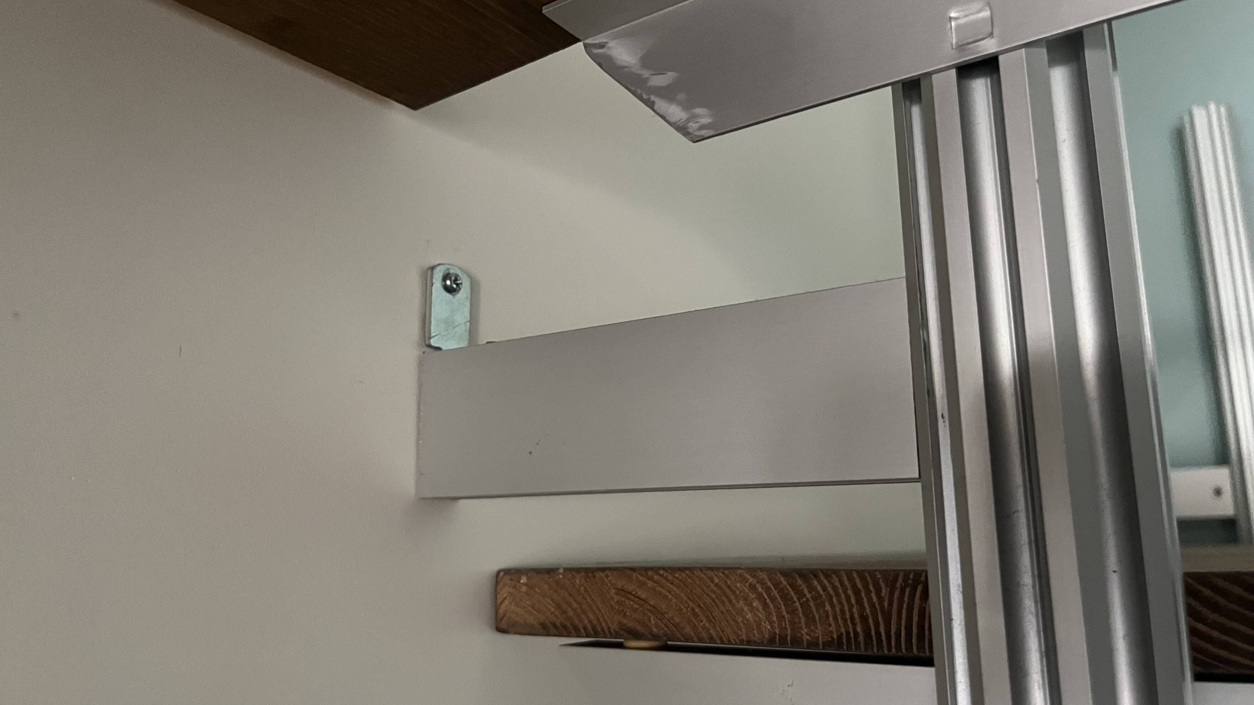Unusual shelf, aluminium and wood