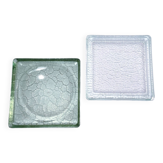 Two designer glass paving pockets