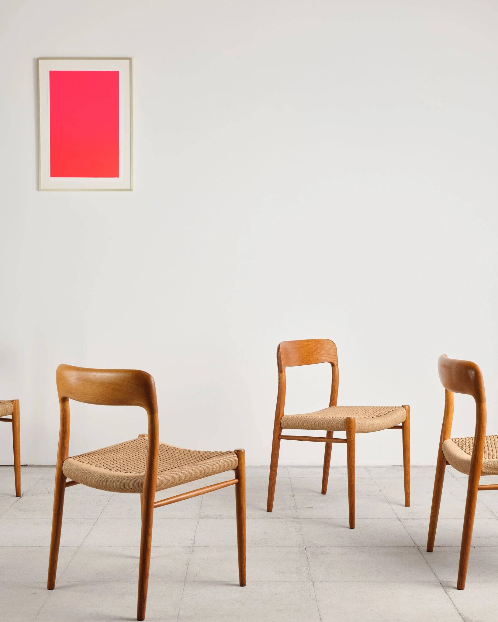 Set of 4 chairs model 75 in oak, Niels O. Møller, Denmark, 1950s