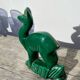 Art Deco figurine of a green ceramic doe