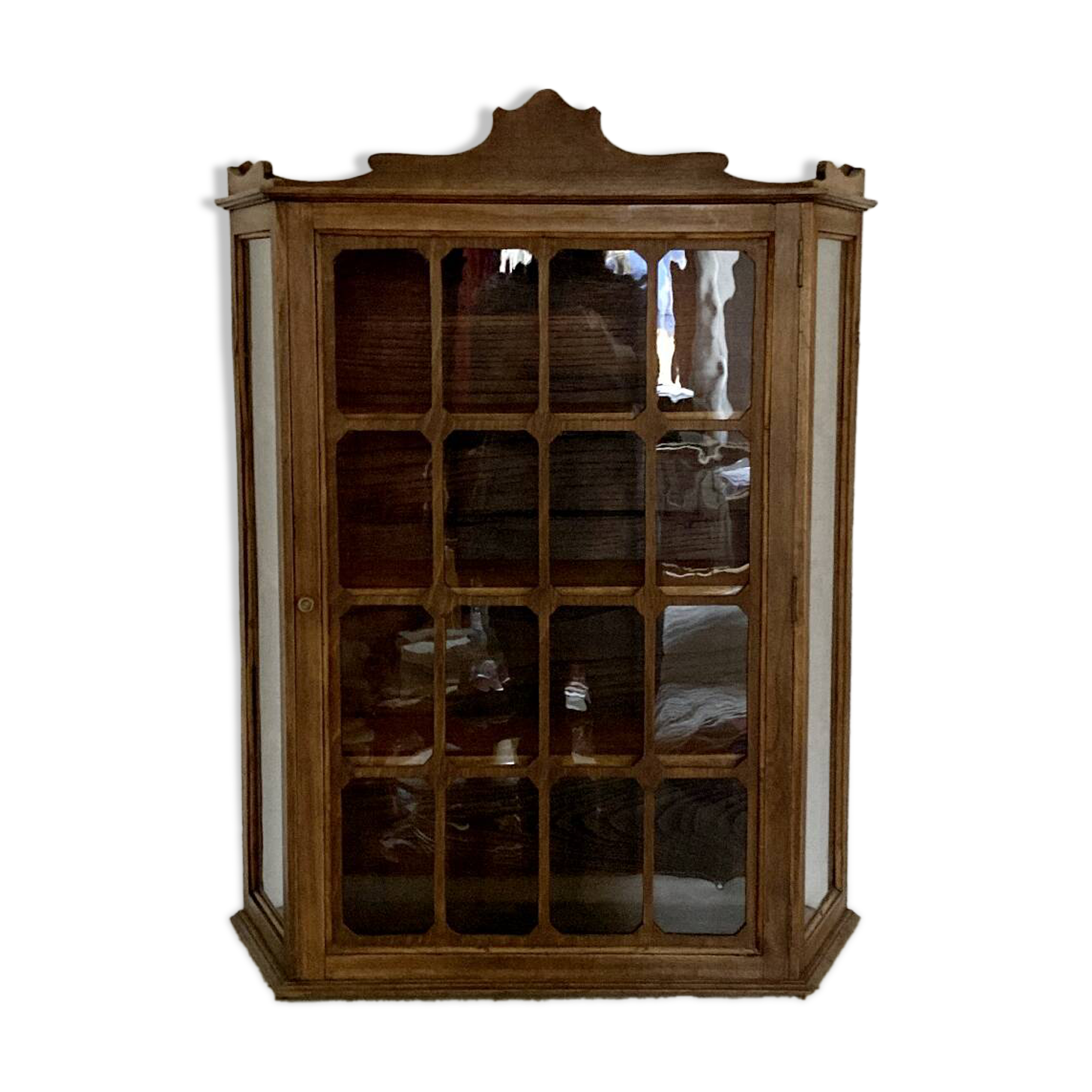 Antique wooden wall display cabinet