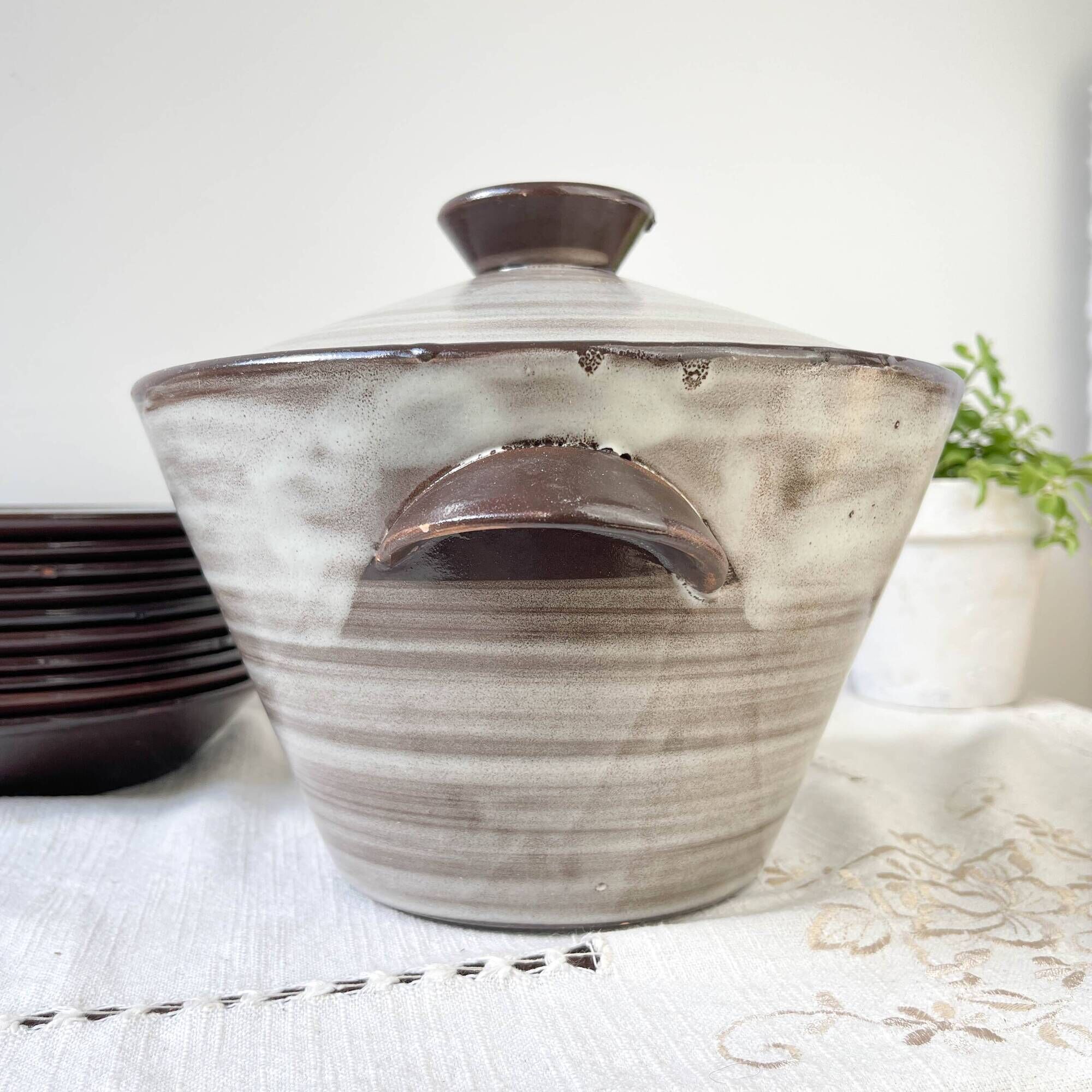 Vintage ceramic soup plates and tureen