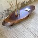 Table basse années 50 plateau bois exotique XXL
