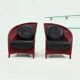 Set of 2 Sculptural Lounge Chairs in Red Lacquered Rattan 1970s