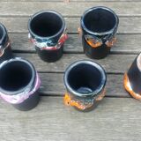 Six vintage glasses in glazed ceramic