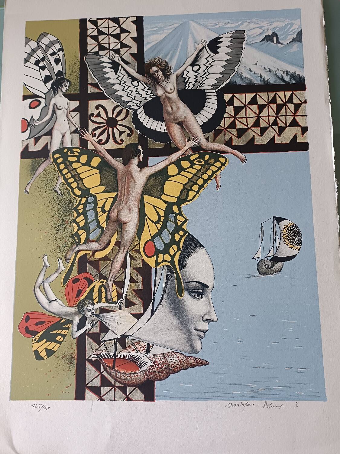 Jean-Pierre ALAUX Signed and numbered lithograph surrealism eroticism