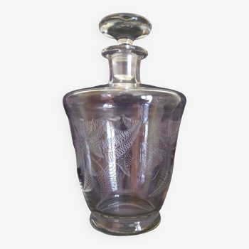 Carafe à spiritueux en cristal fin gravé motifs fougère