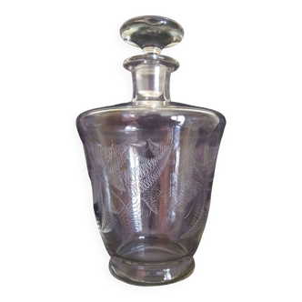 Carafe à spiritueux en cristal fin gravé motifs fougère