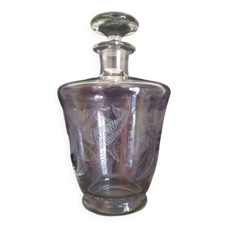 Fine crystal spirits decanter engraved with fern motifs