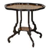 Table de thé ovale en noyer et placage, 1870