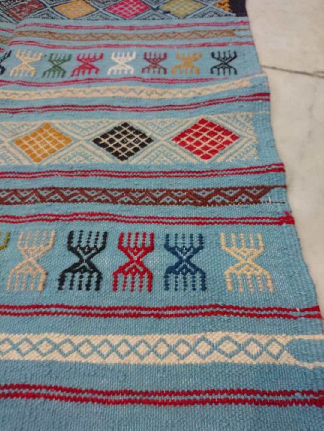 Kilim blue handmade carpets 95x195cm