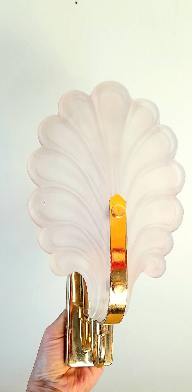 Frosted glass leaf wall light, 1980.