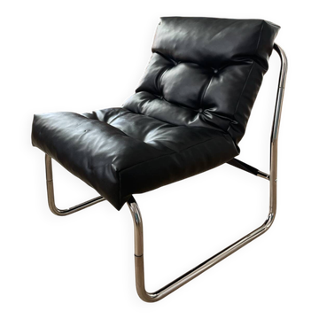 Fauteuil Pixi vintage IKEA inox simili cuir