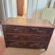 Antique wooden commode, gilded leather, 114cm
