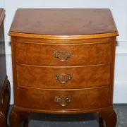 Art Deco Walnut Burl Bedside Tables, Set of 2