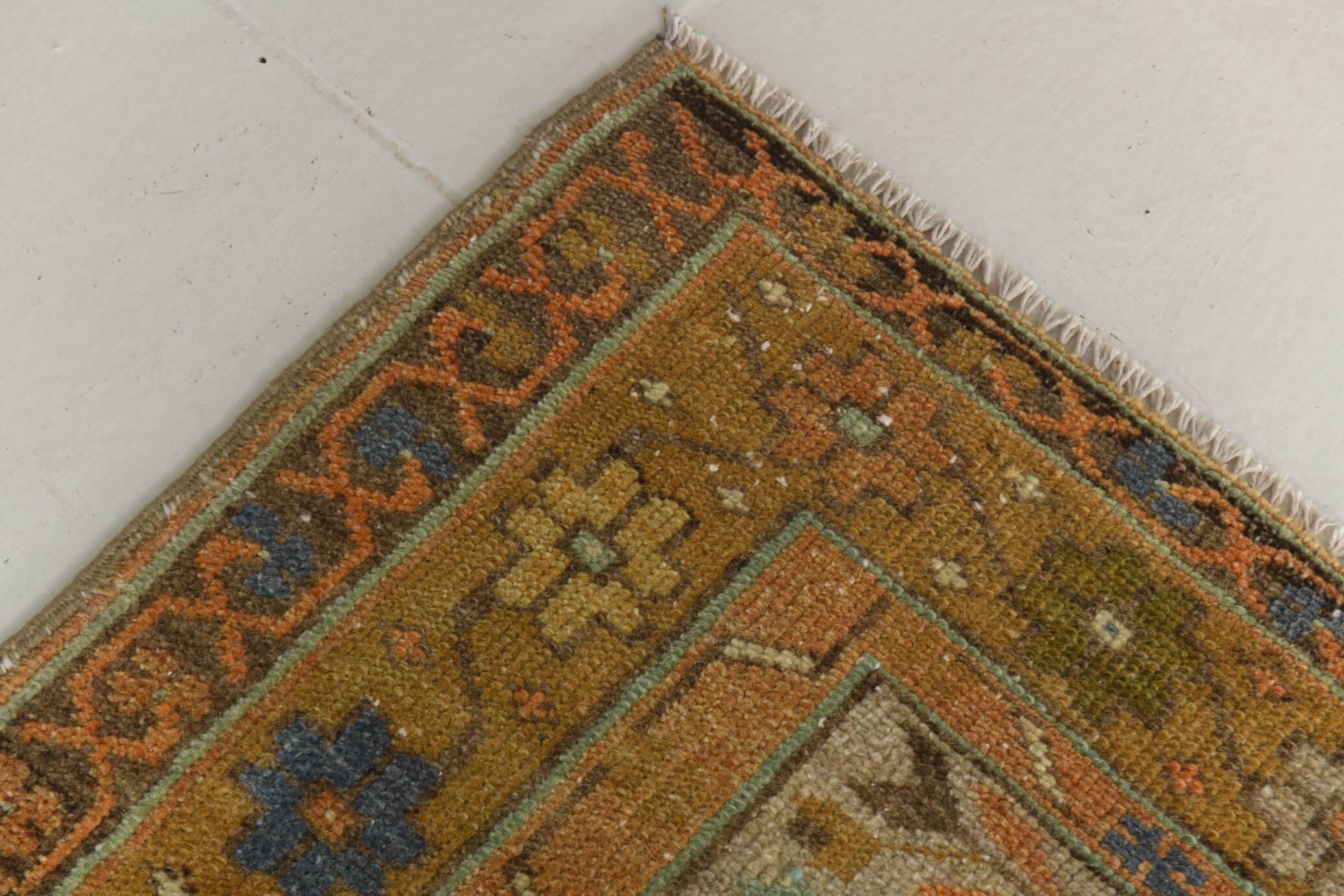 Tapis persan Brunt orange et vert, 105 x 290 cm