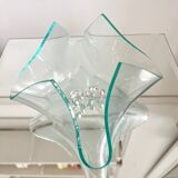 1970s glass trinket tray shaped like a handkerchief