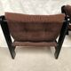 Modernist armchairs wood heaters and brown velvet vintage 70s