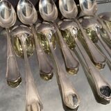 Suite of 10 teaspoons in silver metal model violin net Louis XV
