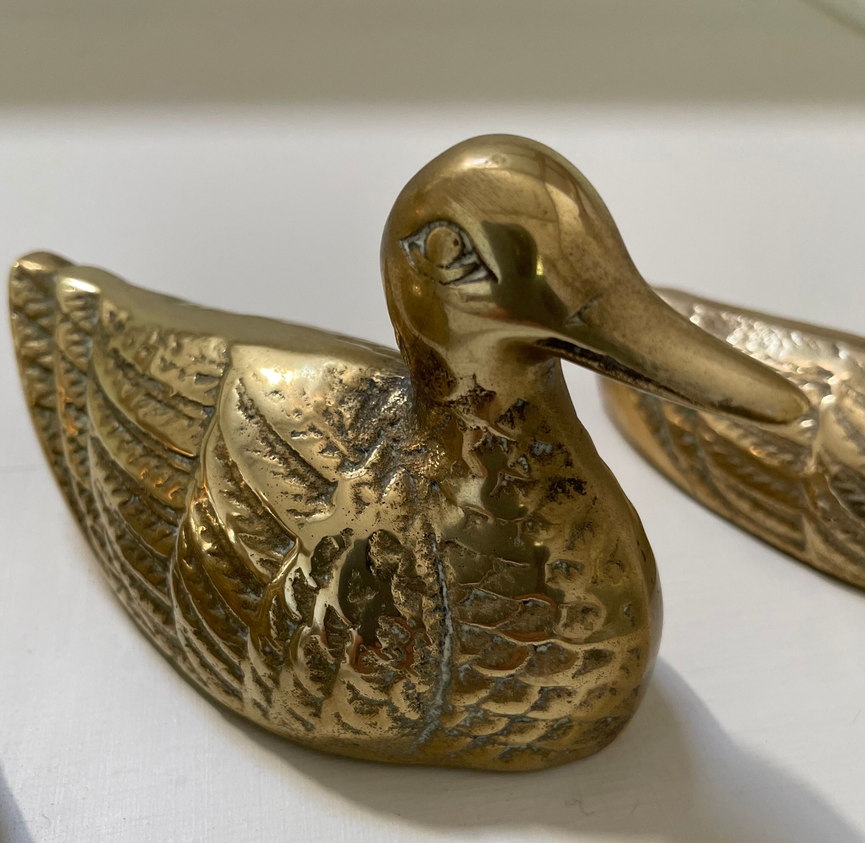 Suite of 3 ducks in golden brass Authentic Vintage 70