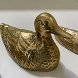 Suite of 3 ducks in golden brass Authentic Vintage 70