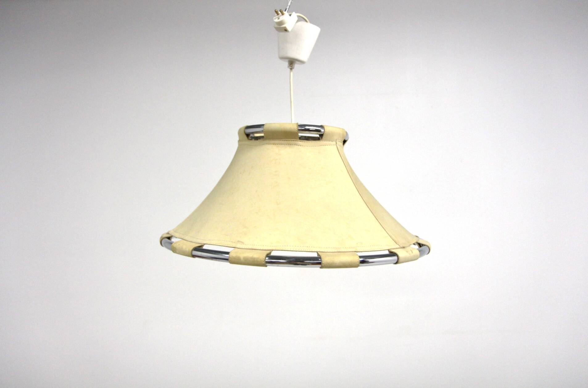 Scandinavian leather pendant light "Anna", Ateljé Lyktan, Sweden, 1970