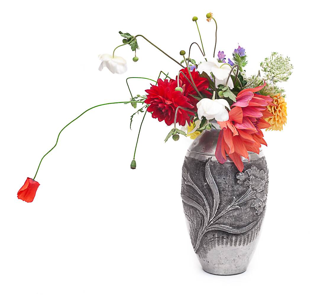 Art Nouveau pewter vase