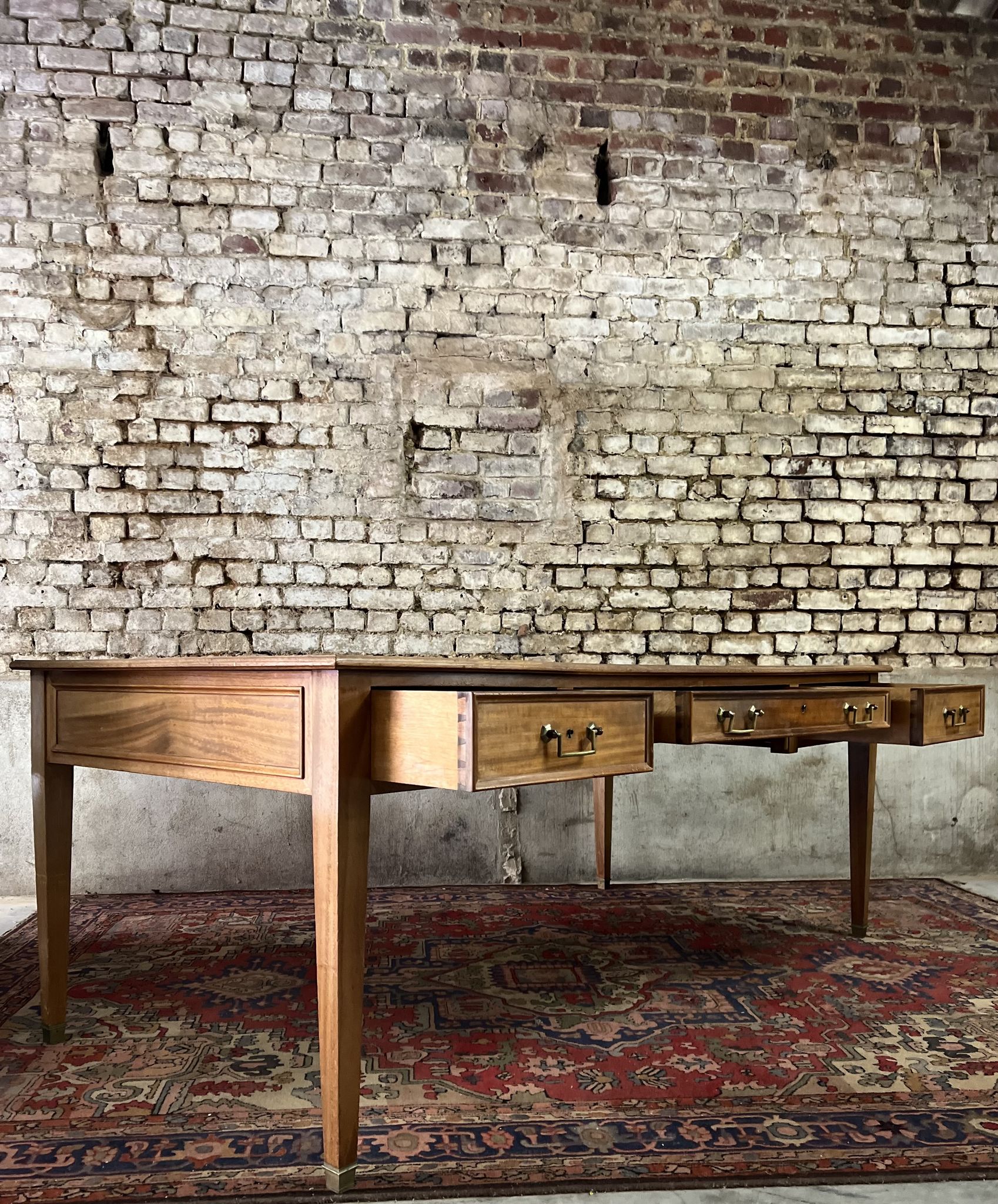 Flat desk double faces of minister mahogany style Louis XVI XIX th century