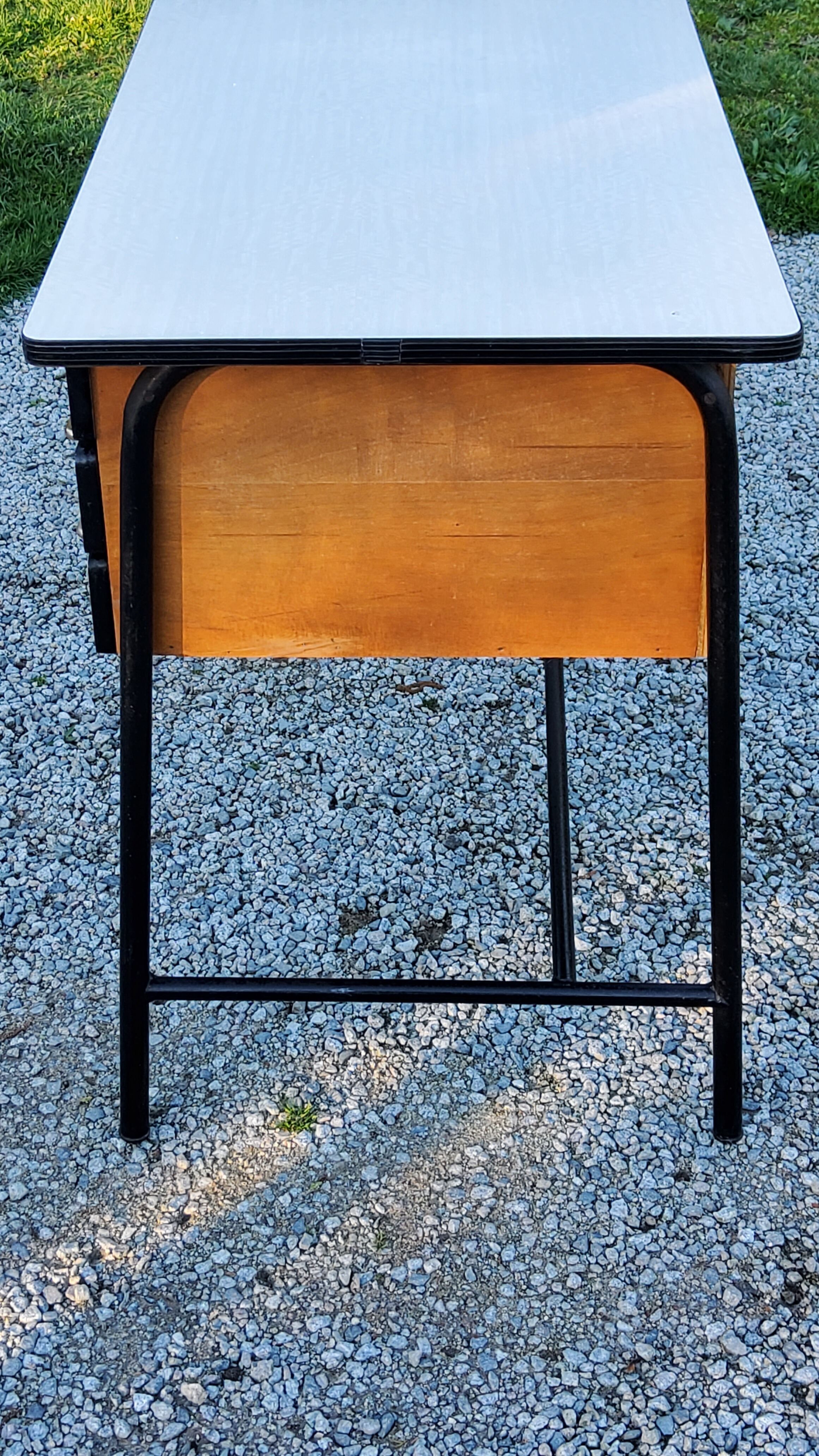 Office of 50/60s in formica base tubes black metal 3 drawers