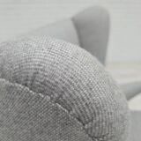 1960s, Danish "Teddy chair" with stool, reupholstered, wool, teak wood.