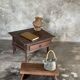 Petit écritoire table basse ancienne indonésienne en teck H33 40,5x55