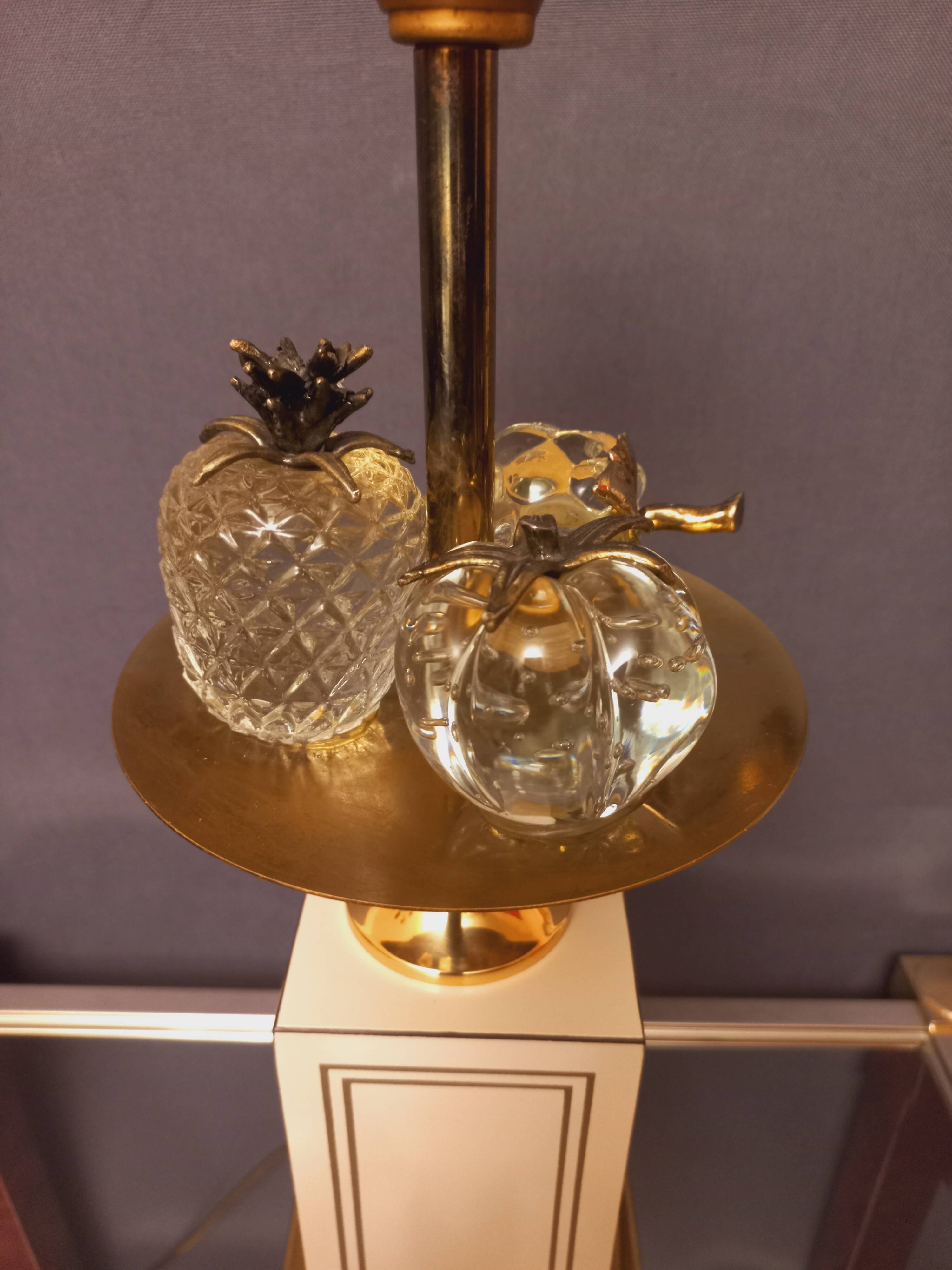 Large designer lamp in brass and ivory lacquer