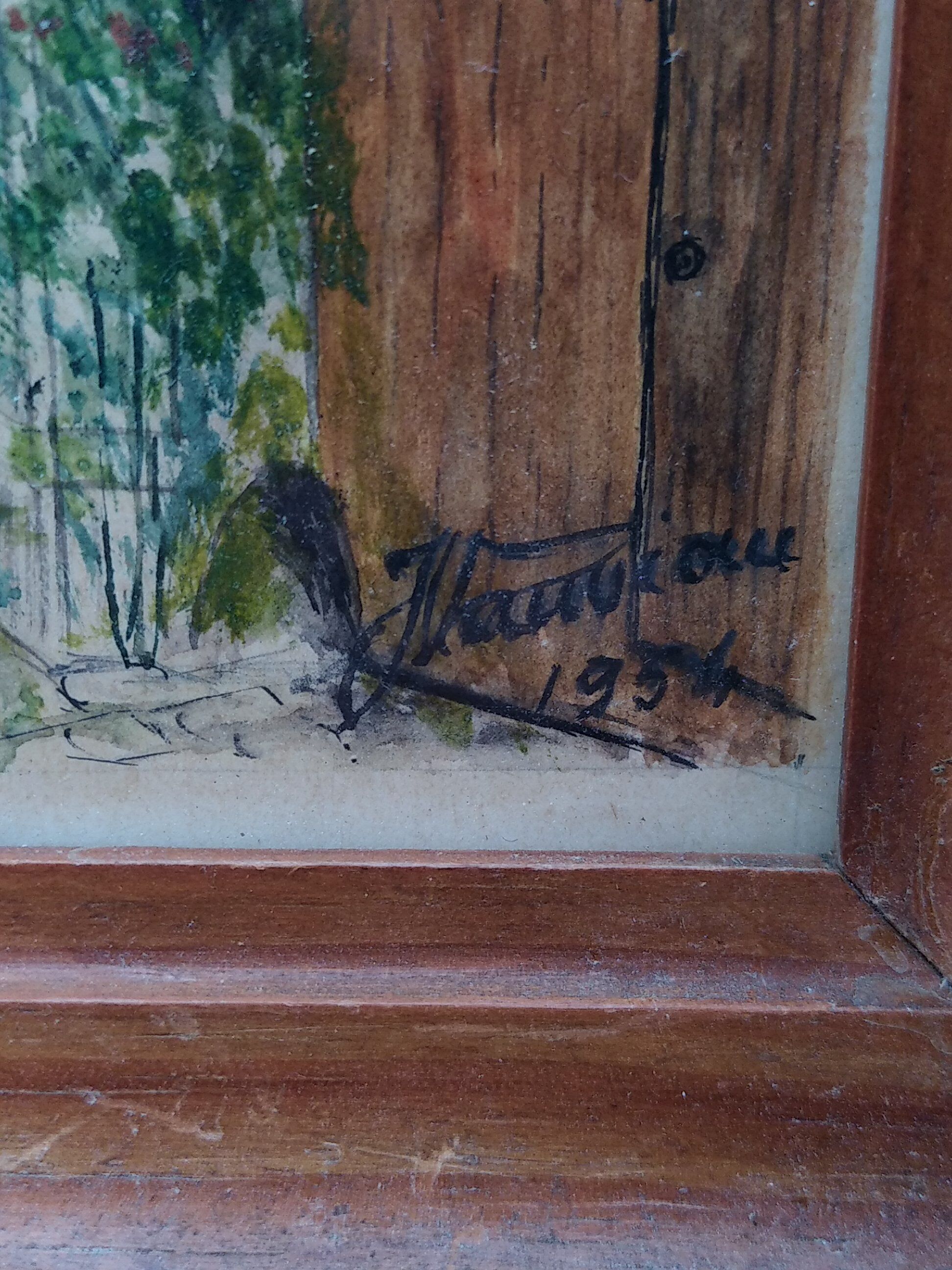 Aquarelle Marlotte signé J.Vauviou 1954