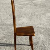 Sculptural high-back chair in solid olive wood, France, 1960s