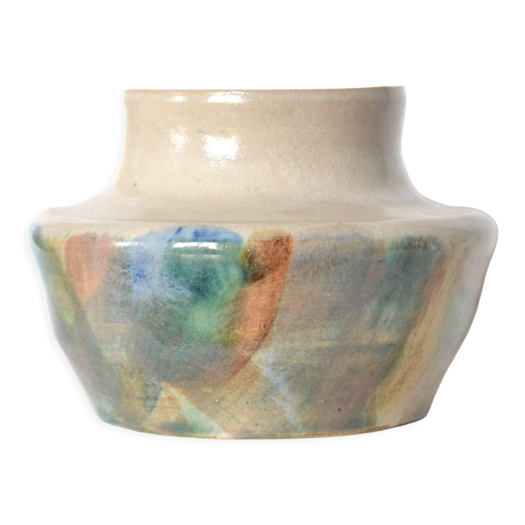 Handcrafted stoneware vase signed