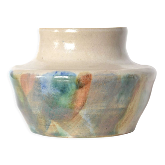 Handcrafted stoneware vase signed