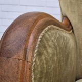 1960s, Danish armchair in original very good condition, furniture velour, oak wood.